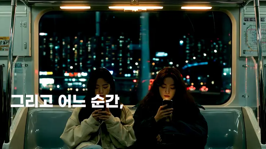 KT Y — 대형 전광판이 둘러싼 도심 군중
