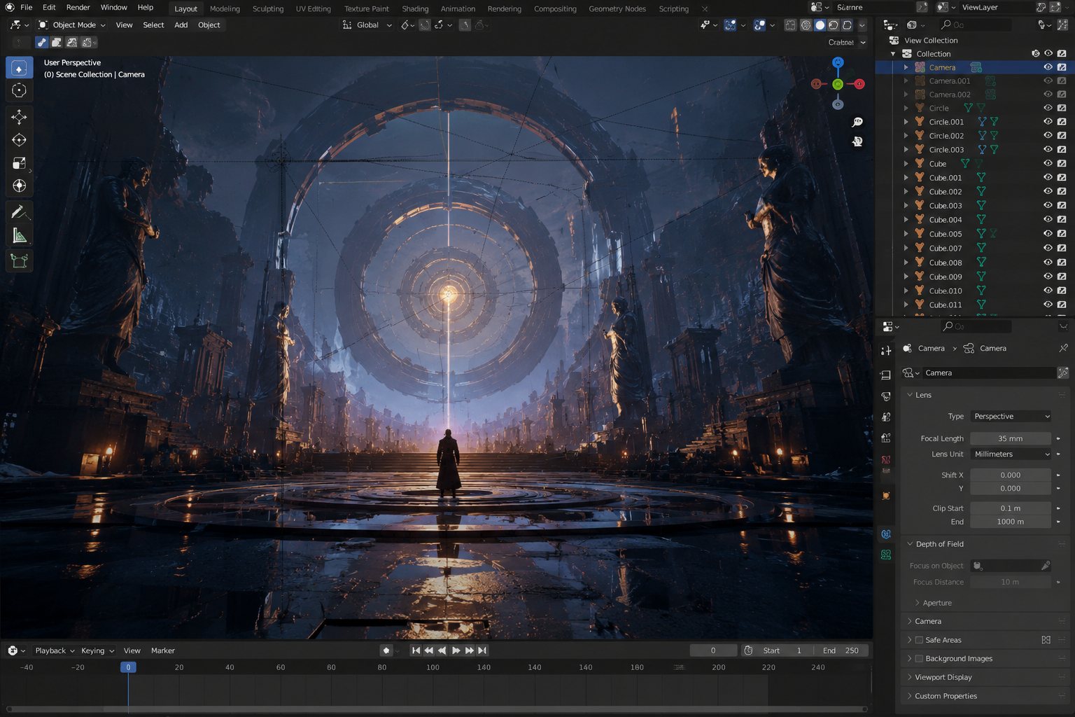 Blender 파이프라인 작업 화면